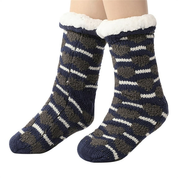 GILIGEGE Unisex Winter Fluffy Warm Fleece Lining Slipper Socks with Grippers Sleeping Christmas Socks Thick Cozy Thermal Fleece Lined Home Indoor Socks Christmas Gifts Comfortable Lounge Socks