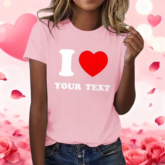 GILIGEGE Valentine's Day Shirts for Women:Cute Love Heart Tshirts Graphic Tees Valentine Short Sleeve Top Casual Spring Day Tops Tee for Her Valentine Tshirts Crewneck Loose Fit Casual Tees 2026