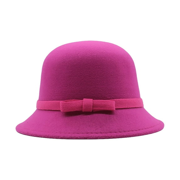 GILIGEGE Vintage Felt Cloche Bucket Bowler Hat Winter for Women Church Hats Fedora Winter Church Hat 1920S Vintage Bowler Hats Womens 1920S Bucket Cloche Hat Winter Faux Wool Crushable Bowler Hat Clo