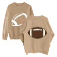 thumbnail image 1 of GILIGEGE Warm Fall Winter Football Themed Womens Sweatshirt,Front Heart Football Pattern & Back Retro Ball Print Crew Neck Pullover,Soft Breathable Oversized Long Sleeve Game Day Clothing Khaki 3XL, 1 of 7