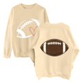 thumbnail image 1 of GILIGEGE Warm Fall Winter Football Themed Womens Sweatshirt,Front Heart Football Pattern & Back Retro Ball Print Crew Neck Pullover,Soft Breathable Oversized Long Sleeve Game Day Clothing Beige S, 1 of 7
