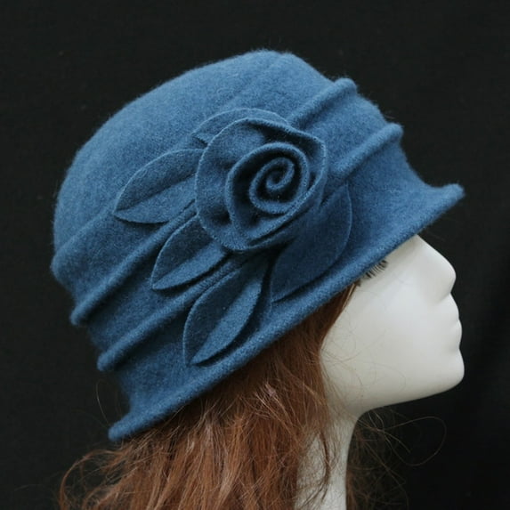 GILIGEGE Winter Cloche Bucket Hat for Women Elegant Dress 1920S Vintage Fedora Hats Church Derby Party Fashion,Beret Hat French Classic Winter Hat Elegant Bucket Women's Cloche Ladies Hat Cap Wool Wi