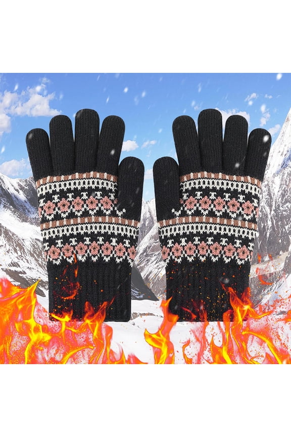 Winter Gloves for Men Women Touchscreen Texting Warm Gloves Warm Lined Thermal Cold Weather Gloves for Men Screen Gloves Flower Warm Knit Winter Gloves Christmas Stocking Stuffers for Women