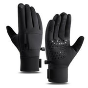 GILIGEGE Winter Gloves for Men Women - Waterproof Thermal Glove for Cold Weather, Warm Gloves for Running Cycling, Snow Gloves with Touchscreen Finger Warm Windproof Warm Sports Work Gloves Black L