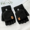 thumbnail image 1 of GILIGEGE Winter Knitted Fingerless Gloves Thermal Insulation Warm Convertible Mittens Flap Cover for Men Women Mittens,Winter Fingerless Gloves,Half Finger Gloves for Cold Weather Black One Size, 1 of 6