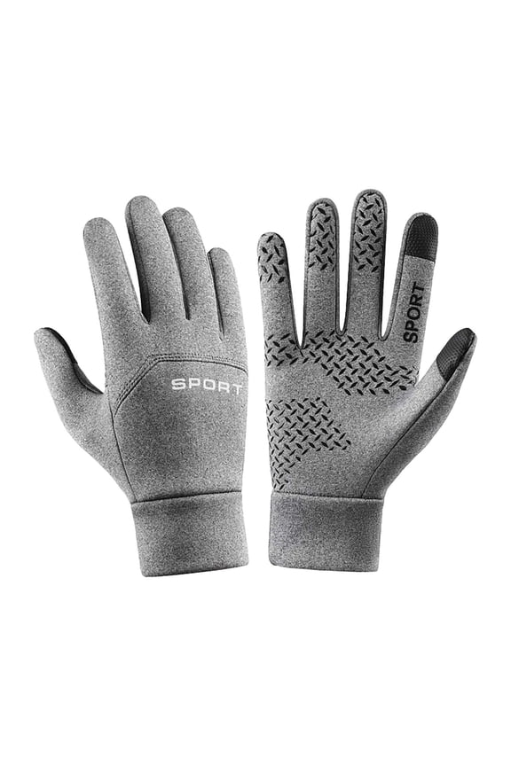Winter Thermal Touch Screen Gloves for Men Cold Weather Windproof Waterproof Anti-Slip Warm Liners Cycling Running Sporting Driving Outdoor Touch Fingers Protective Hand Warm Gear Grey