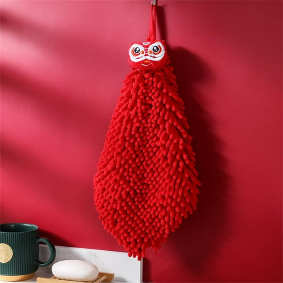 GILIGEGE Wipes Soft Hand Towel New Year's Red Creative Kitchen Thickened Towel Quick Dry Hanging Wash Towel Kitchen Accessories