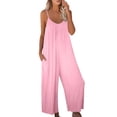 thumbnail image 1 of GILIGEGE Women Casual Overalls Jumpsuits Loose Sleeveless Spaghetti Strap Wide Leg Long Pants Romper with Pockets Women's Loose Jumpsuits Strap Stretchy Long Pant Romper Jumpsuit with Pockets, 1 of 6
