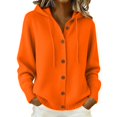 thumbnail image 1 of GILIGEGE Women Fall Winter Solid Color Chunky Knit Long Sleeve Button Front Button Up Hooded Cardigan Sweater Jacket Casual Stylish Daily Fashion Outerwear Autumn Winter Office Home Clothing Orange M, 1 of 6