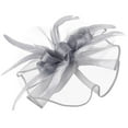 thumbnail image 1 of GILIGEGE Women Fascinator Hat, 2026 Tea Party Headwear with Ribbons Feathers, Mesh Veil Flower Design, Headband & Clip, Elegant Derby Cocktail Wedding Fancy Dress, Lightweight Hair Accessories Grey, 1 of 3