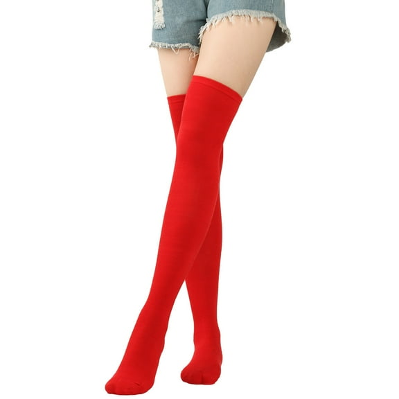 GILIGEGE Women Knee Socks High Christmas Socks High Thigh Stockings for Cosplay Party High Socks Over Knee Stockings Extra Long Stretchy Sock for Daily Wear Christmas Dress Up