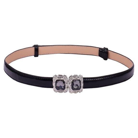 GILIGEGE Women Retro Elastic Stretch Belt for Dresses Metal Buckle Skinny Waist Belt Thin Fashion Women'S Skinny Belts Solid Color Alloy Turn Lock Belts Vintage Thin Belt Narrow Dress Belt Black