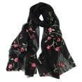 thumbnail image 1 of GILIGEGE Women Soft Floral Print Shawl Chiffon Sheer Scarf Long Scarf Lightweight Fashion Embroidery Floral Scarf Beach Wrap Shawl boho Scarves Elegant Floral Pattern Headwrap Shawl Black, 1 of 2