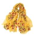 thumbnail image 1 of GILIGEGE Women Soft Floral Print Shawl Chiffon Sheer Scarf Long Scarf Lightweight Fashion Embroidery Floral Scarf Beach Wrap Shawl boho Scarves Elegant Floral Pattern Headwrap Shawl Yellow, 1 of 2