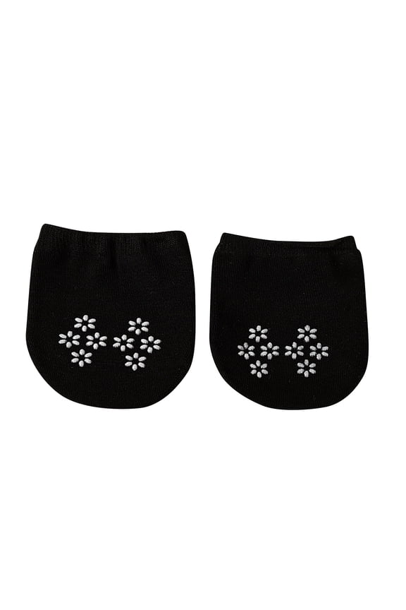 Women Toe Toppers, Seamless No Show Half Liner Socks, Cotton Non-Slip Grip Hidden Toe Covers, Invisible Comfort Foot Liners, Breathable Half Socks, Stylish Invisible Socks for Mules Black