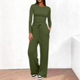 thumbnail image 1 of GILIGEGE Women's 2 Piece Matching Lounge Sets,2026 Fall Casual Outfits,Airport Travel Outfit,Athleisure Workout Set,Fall Fashion Staple,Long Sleeve Ruched Top & Drawstring Wide Leg Pants Sets Green, 1 of 8