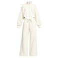 thumbnail image 1 of GILIGEGE Women's 2 Piece Outfits Lounge Set Zip Up Crop Mock Neck Sweatsuits,Long Sleeve Sweatshirt,Wide Leg Sweatpants,Oversized 2026 Fall Winter Streetwear Fashion Outdoor Travel Sweat Sets White S, 1 of 4