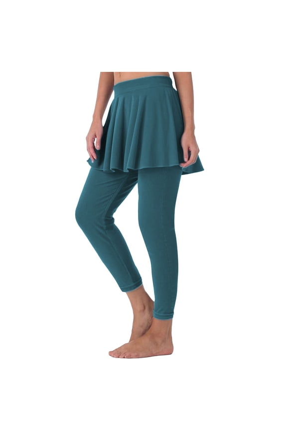 Women's Athletic Skirt with Leggings High Waisted Skort with Leggings Modest Leggings Attached Skirts Tennis Pants,Tennis Skirted Leggings with Pockets,Yoga Legging with Skirts Green M