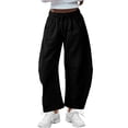 thumbnail image 1 of GILIGEGE Women's Barrel Leg Sweatpant Drawstring Elastic Waisted Wide Leg Pants Casual Cotton Palazzo Baggy Gym Trousers Drawstring Sweat Pants with Pockets Casual Loose Sweat Pants Lounge Pant Black, 1 of 8