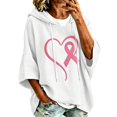 thumbnail image 1 of GILIGEGE Women's Breast Cancer Awareness Hoodie in October We Wear Pink Sweatshirt Pink Ribbon Shirt,Causal Crewneck 3/4 Length Sleeve Inspirational Oversized Blouse,Fall Winter Pullover Silver XL, 1 of 5