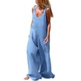 thumbnail image 1 of GILIGEGE Women's Casual Loose Overalls Jumpsuits One Piece Sleeveless Flowy Wide Leg Long Pant Rompers Wide Leg Overalls for Women Sleeveless Jumpsuits Suspender Overalls Loose Comfy Baggy Rompers, 1 of 7
