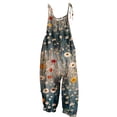 thumbnail image 1 of GILIGEGE Women's Denim Bib Overall Floral Printed Jumpsuits Mid Harem Pants Loose Fit Outfits Wide Leg Pants Jean Distressed Wide Leg Baggy Overalls Jumpsuit Solid Color Classic Overalls Jeans Yellow, 1 of 4