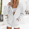 thumbnail image 1 of GILIGEGE Women's Drawstring Zip Up Cute Oversized Hoodies Spring Fall Layering Jacket with Pockets Cotton Blend Soft Fabric Comfrt Solid Color Clothes 2026 Long Sleeve Oversized Sweatshirt White 2XL, 1 of 9