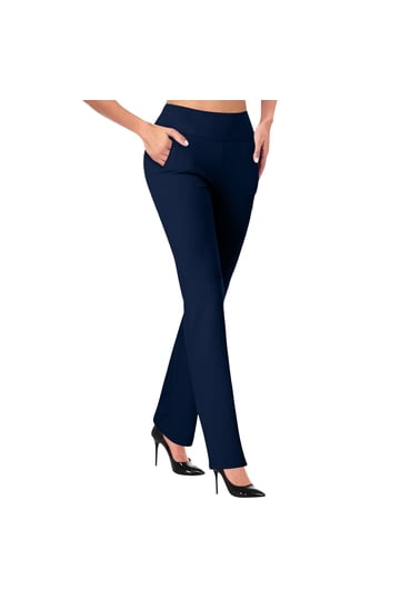 Womens Pull Dress Pants Elastic Waist Casual Fit