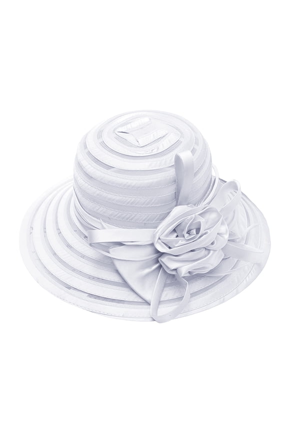 Women's Feathers Floral Hat Wide Brim Cocktail Tea Party Hat Fancy Hats Flower Hat Tea Party Derby Hats Wedding Hats Cloche Bowler Hat Floral Mesh Hat Derby Day Hats Elegant Hat White