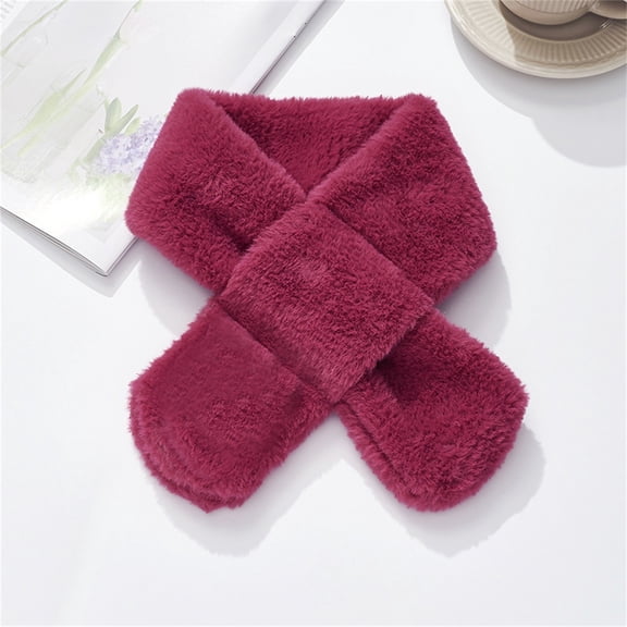 GILIGEGE Women's Fur Collar Scarf Winter Faux Fur Scarves for Women Cold Weather Solid Color Lady Neck Warmer Soft Wrap Scarf Hot Pink One Size