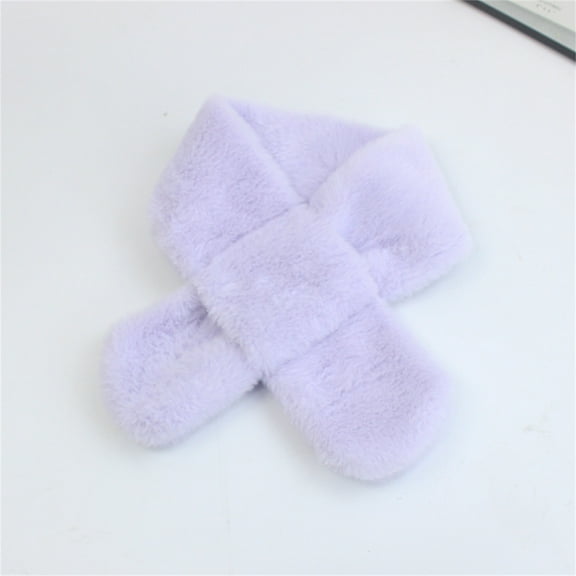 GILIGEGE Women's Fur Collar Scarf Winter Faux Fur Scarves for Women Cold Weather Solid Color Lady Neck Warmer Soft Wrap Scarf Purple One Size