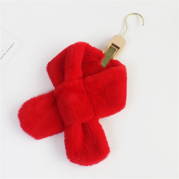 GILIGEGE Women's Fur Collar Scarf Winter Faux Fur Scarves for Women Cold Weather Solid Color Lady Neck Warmer Soft Wrap Scarf Red One Size