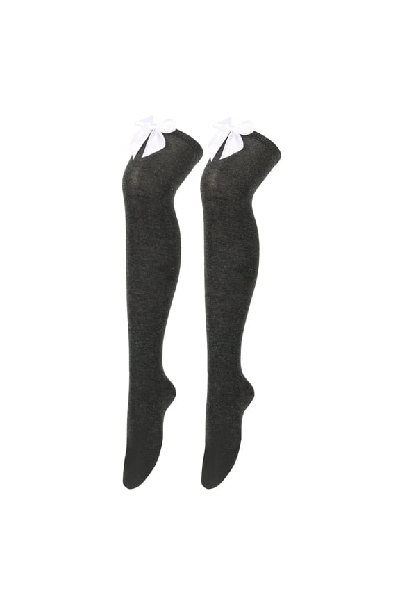 Women's Girls Thigh High Stockings Over the Knee Socks with Satin Bows Long Thigh High Socks Cotton Over the Knee High Socks Thin Thigh High Stockings Pack for Daily Wear H
