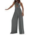 thumbnail image 1 of GILIGEGE Women's Halter Jumpsuits Sleeveless Casual Ruched Rompers Wide Leg Pants Jumpsuit Summer Jumpsuits Dressy Casual One Piece Outfits Womens Rompers for Summer 2025 New Summer Off Shoulder Ha, 1 of 5
