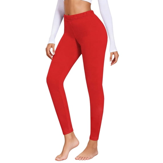 GILIGEGE Women's High Waist Leggings Opaque Sports Leggings Warm Thermal Leggings Long Elastic Yoga Trousers Running Trousers for Sports Gym Yoga Home Casual Thermal Pants for Women Cold Weather Red