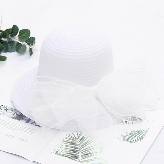 GILIGEGE Women's Kentucky Derby Church Hat Organza Fascinator Wedding Tea Party Hat Wide Brim Sun Caps Bridal Party Wedding Hat Dress British Tea Women's Cap Fascinator Caps