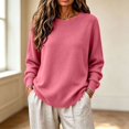 thumbnail image 1 of GILIGEGE Women’s Long Sleeve Crew Neck Cropped Sweaters,Lightweight Pullover Tops,Work Business Casual Outfits,Soft Knit Fall Sweater,Winter Clothing,Classic Basic Everyday Layer Hot Pink M, 1 of 9