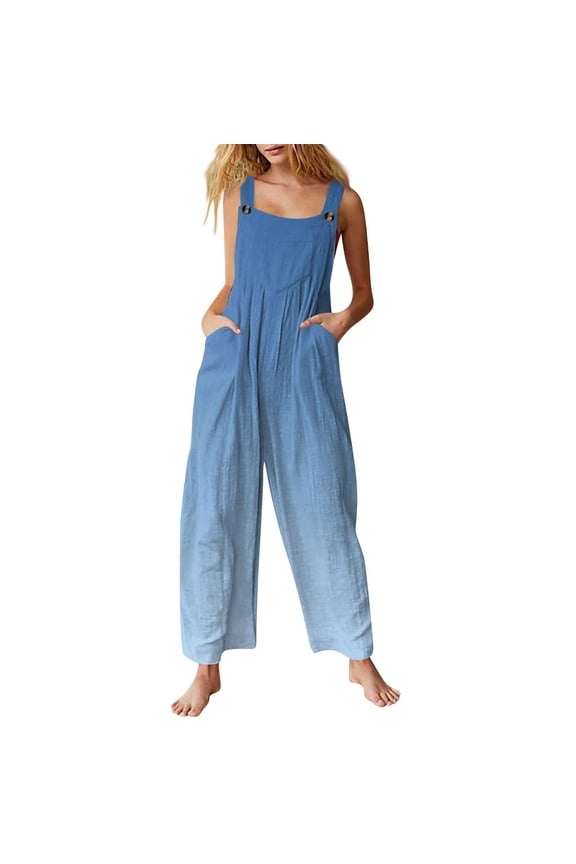 Women's Loose Sleeveless Printed Bib Overalls Pockets Wide Leg Palazzo Pants Tank Jumpsuit Patchwork Dual Pocket Loose Floral Print Bohemian Jumpsuit Overalls for 2025 Spring Summer Rompers