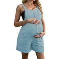 thumbnail image 1 of GILIGEGE Women's Maternity Knit Overalls Shorts Solid Color Ribbed Summer Sleeveless Pregnancy Jumpsuits with Pockets Summer Loose Fit Vacation Outfits Overall Jumpsuits Jumpers Shorts with Pocket, 1 of 6