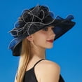 thumbnail image 1 of GILIGEGE Women's Organza Church Hat Elegant Summer Wide Brim Wedding Cap Travel Mesh Hat Vintage Flower Tea Party Fascinator Derby Hat Women's Solid Color Big Flower English Lady Elegant Temperament, 1 of 6