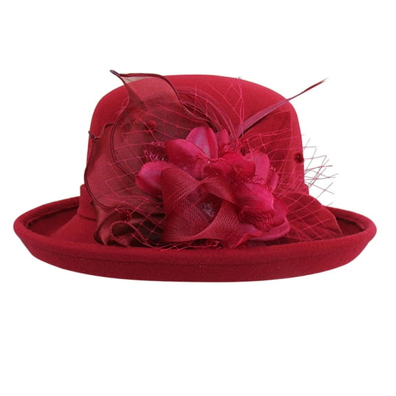 GILIGEGE Women's Organza Church Kentucky Derby Fascinator Bridal Tea Party Wedding Hat Derby Hats for Women 2025 Women's Autumn and Winter Round Top Casual Fisherman's Basin Cap Small Bowler Hat
