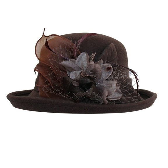 GILIGEGE Women's Organza Church Kentucky Derby Fascinator Bridal Tea Party Wedding Hat Derby Hats for Women 2025 Women's Autumn and Winter Round Top Casual Fisherman's Basin Cap Small Bowler Hat