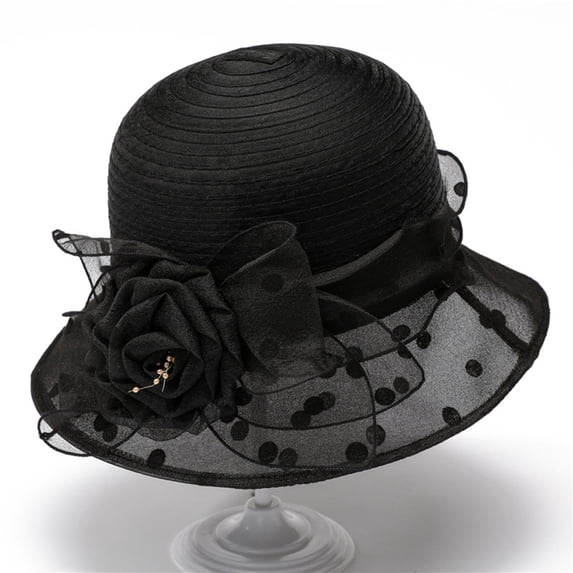 GILIGEGE Women's Organza Kentucky Derby Hat Fascinators Bucket Bowler Hat for Tea Party Bridal Wedding Church Dress Hat Sun Cap Wedding Bucket Hat Womens Holiday Hat Sun Summer Sun Beach Visor Hat