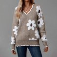 thumbnail image 1 of GILIGEGE Women's Oversized V Neck Fuzzy Sweater Chunky Knit Tops,2026 Long Sleeve Comfy,Flower Printed Pullover,Soft Loose Fit,Fall Clothes Ribbed Lightweight Teacher Outfits,Cute,Stylish Dark Gray, 1 of 4