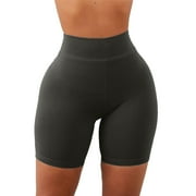 GILIGEGE Women's Seamless High Waisted Biker Yoga Shorts Stretchy Skinny Tummy Control Gym Shorts Workout Running Shorts Spandex Shorts