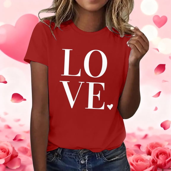 GILIGEGE Women's Valentines T-Shirt Print Graphic Tees Cute Love Heart Shirts Casual Short Sleeve Valentines Shirt for Women Romantic Love Heart Bow T-Shirts Valentine Day Lover Tee Tops Hot Pink S