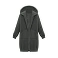 thumbnail image 1 of GILIGEGE Women's Zip‑Up Oversized Long Hoodie,Soft Fleece Long‑Sleeve Casual Jacket, Plus‑Size Fall 2026 Sweatshirt Coat with Pockets for Daily Going‑Out Lounging Outfits Dark Gray 3XL, 1 of 4