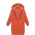 thumbnail image 1 of GILIGEGE Women's Zip‑Up Oversized Long Hoodie,Soft Fleece Long‑Sleeve Casual Jacket, Plus‑Size Fall 2026 Sweatshirt Coat with Pockets for Daily Going‑Out Lounging Outfits Orange 2XL, 1 of 4