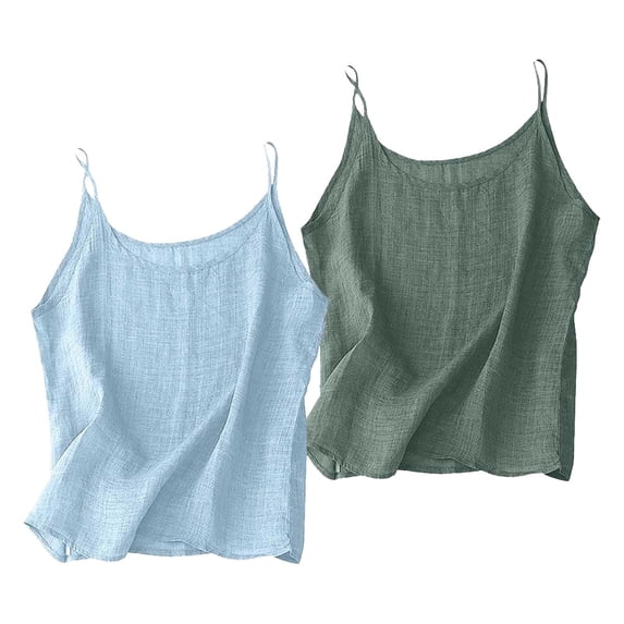 GILIGEGE Womens Cami Tank Top Crew Neck Sole Basic Casual Vest Tank Tops Spaghetti Strap Top Pullover Tops Lounge Flowy Beach Clothes Comfy Shirts Casual Oversized Cotton Tank Top A5 Sky Blue M