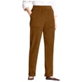 thumbnail image 1 of GILIGEGE Womens Corduroy Pants Elastic High Waisted Straight Leg Pull On Trousers Casual Loose Comfy Cotton Fall Pant with Pockets Coffee M, 1 of 5